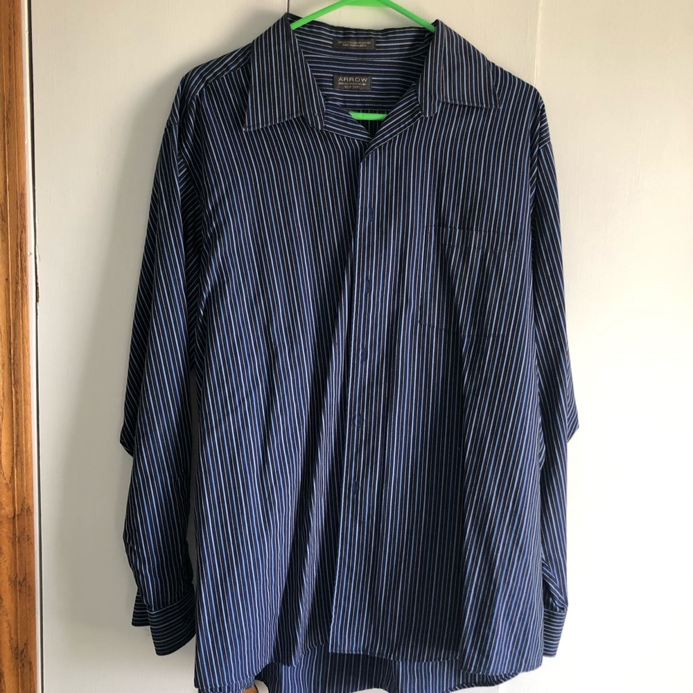 Dark Blue Striped Dress Shirt